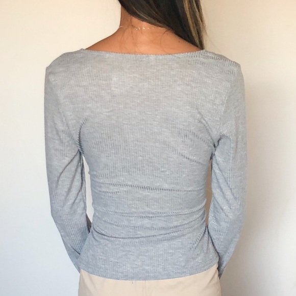 Grey wrap sweater with tie - Picture 4 of 8